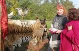 Надежда Левченко, директор народного музея истории и природы Ханкайского района, организовала выставку экспонатов зала природы, и все желающие могли сфотографироваться на фоне тигровой шкуры, чучела орла и других животных